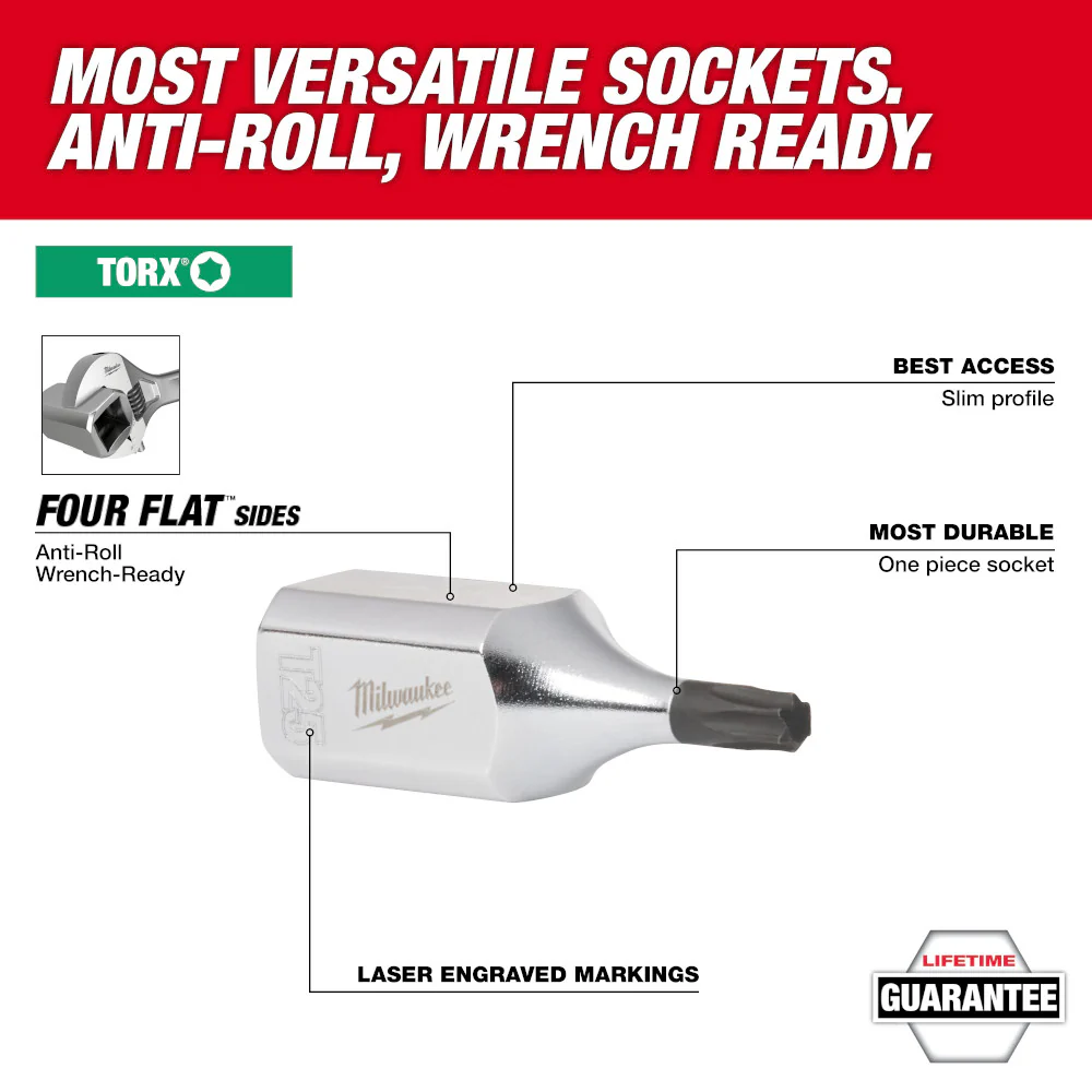 Milwaukee 48-22-9532 1/4 and 3/8 Drive TORX Bit Socket Set - 13 PC