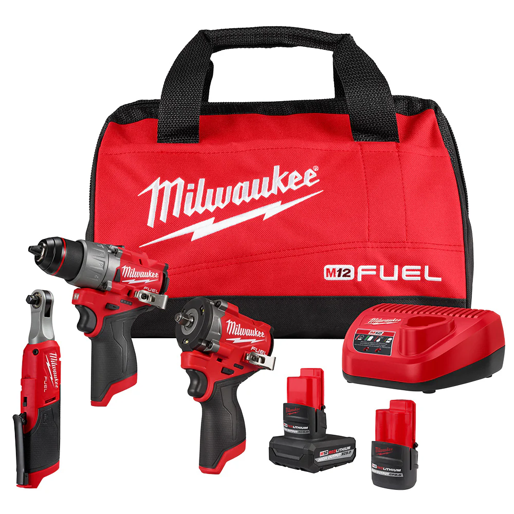 Milwaukee 3424-23 M12 FUEL 12V Lithium-Ion Cordless 3-Tool Combo Kit