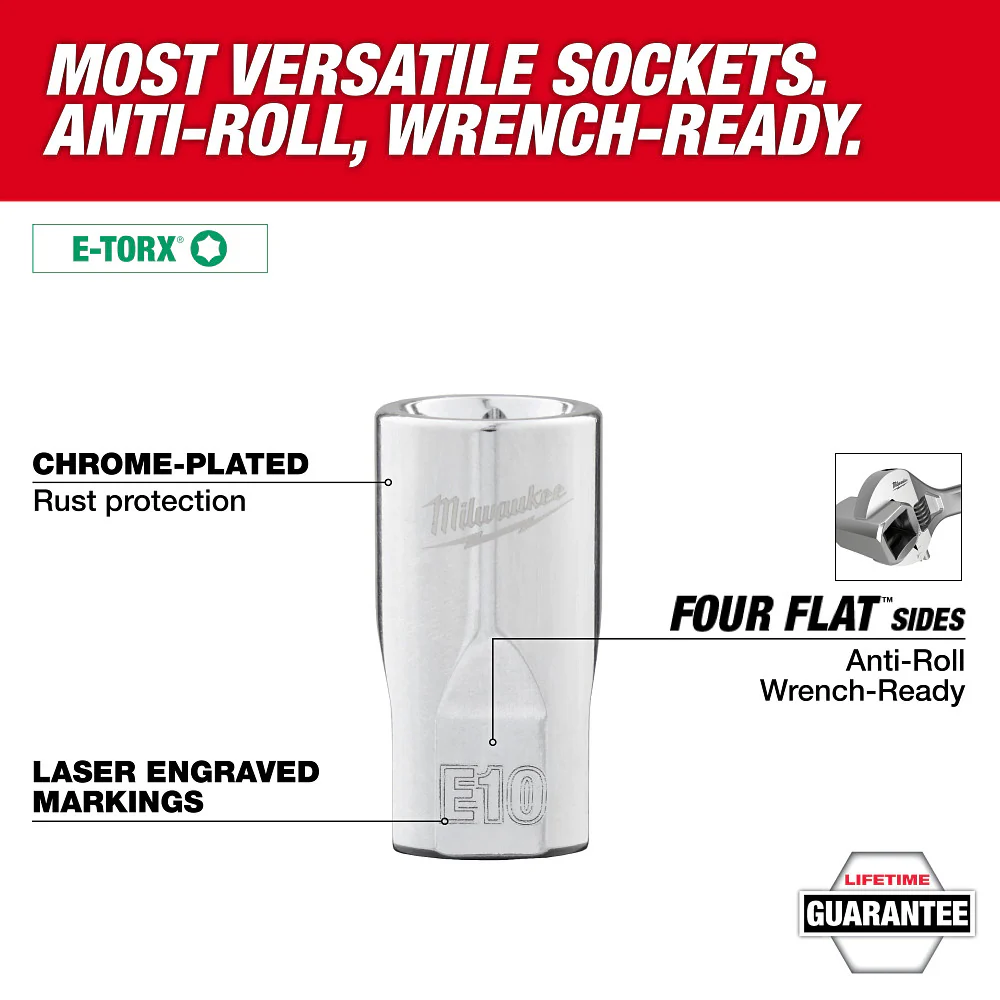 Milwaukee 48-22-9570 1/4 3/8 & 1/2 Drive External Torx Sockets - 12 PC