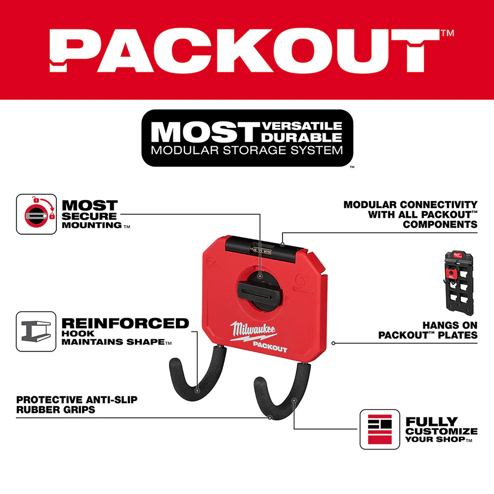 Milwaukee 48-22-8335 3 PACKOUT Reinforced Curved Hook