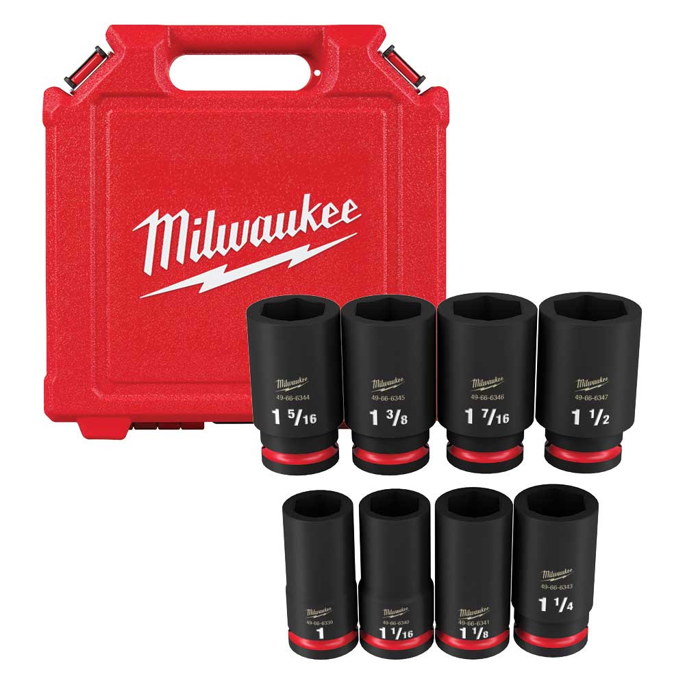 Milwaukee 49-66-7018 SHOCKWAVE Impact Duty 3/4 SAE 6 Point Socket Set - 8PC