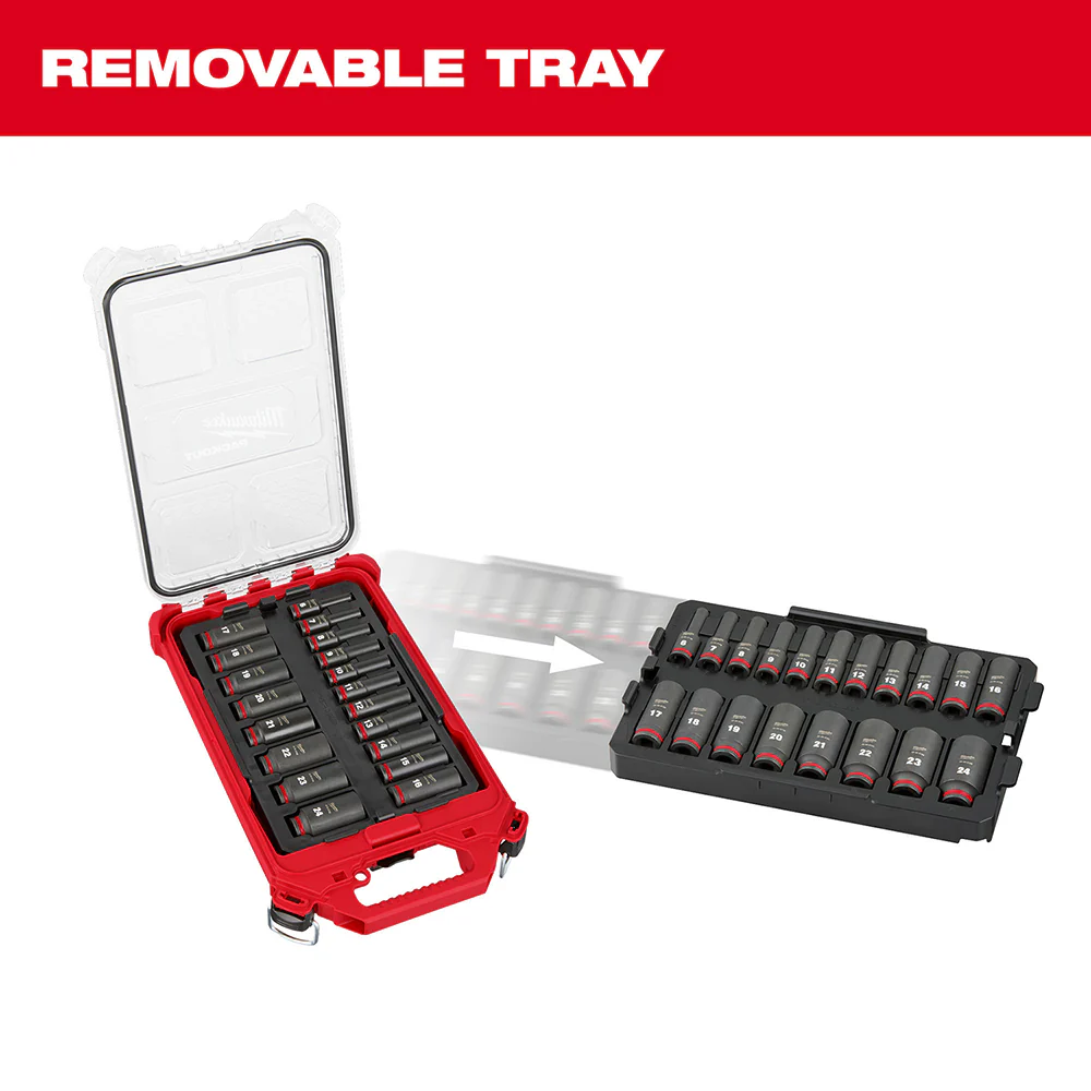 Milwaukee 49-66-6801 SHOCKWAVE 3/8 Impact Duty Socket MM PACKOUT Set - 19 PC