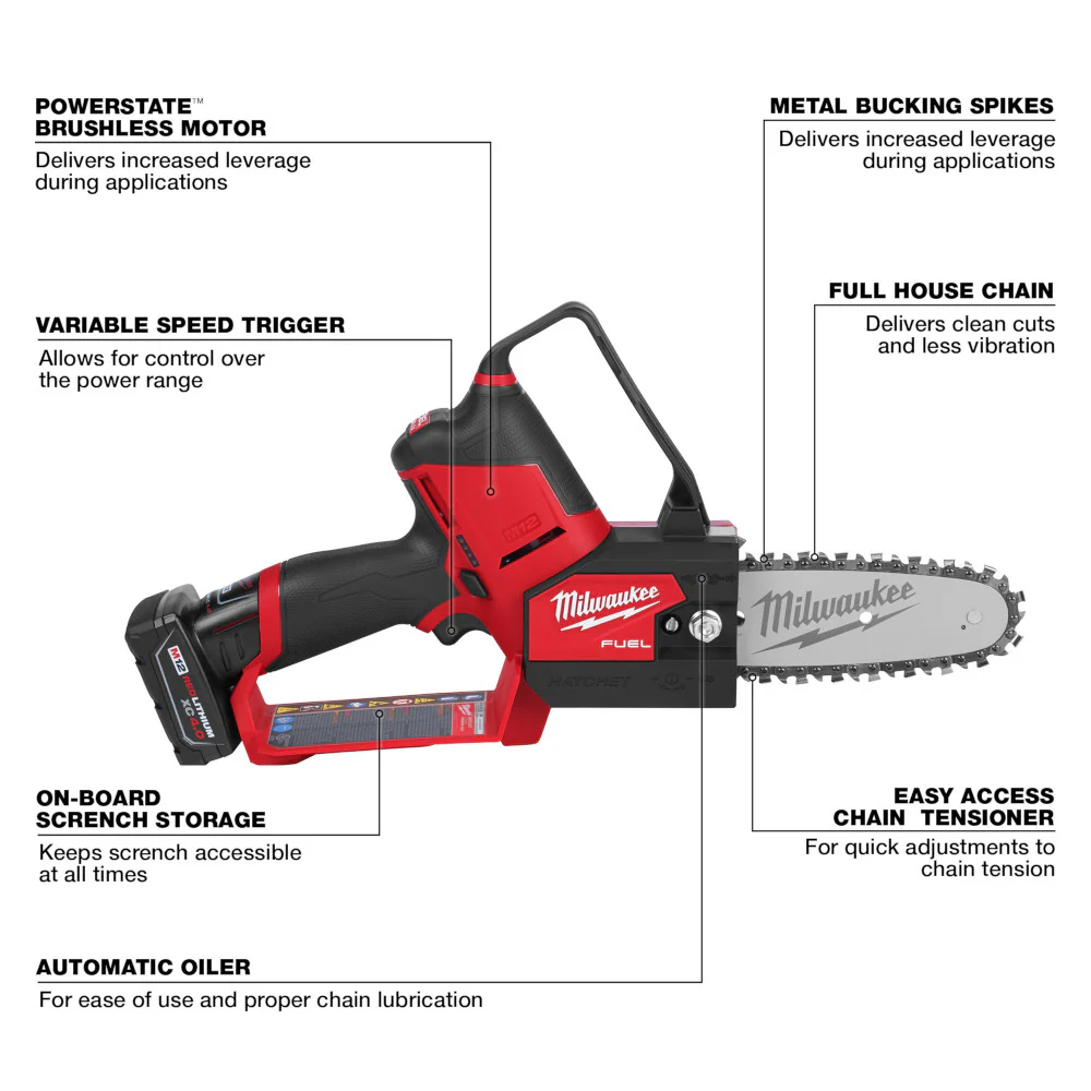 Milwaukee 2527-21 M12 FUEL 12V HATCHET 6 Brushless Cordless Pruning Saw Kit