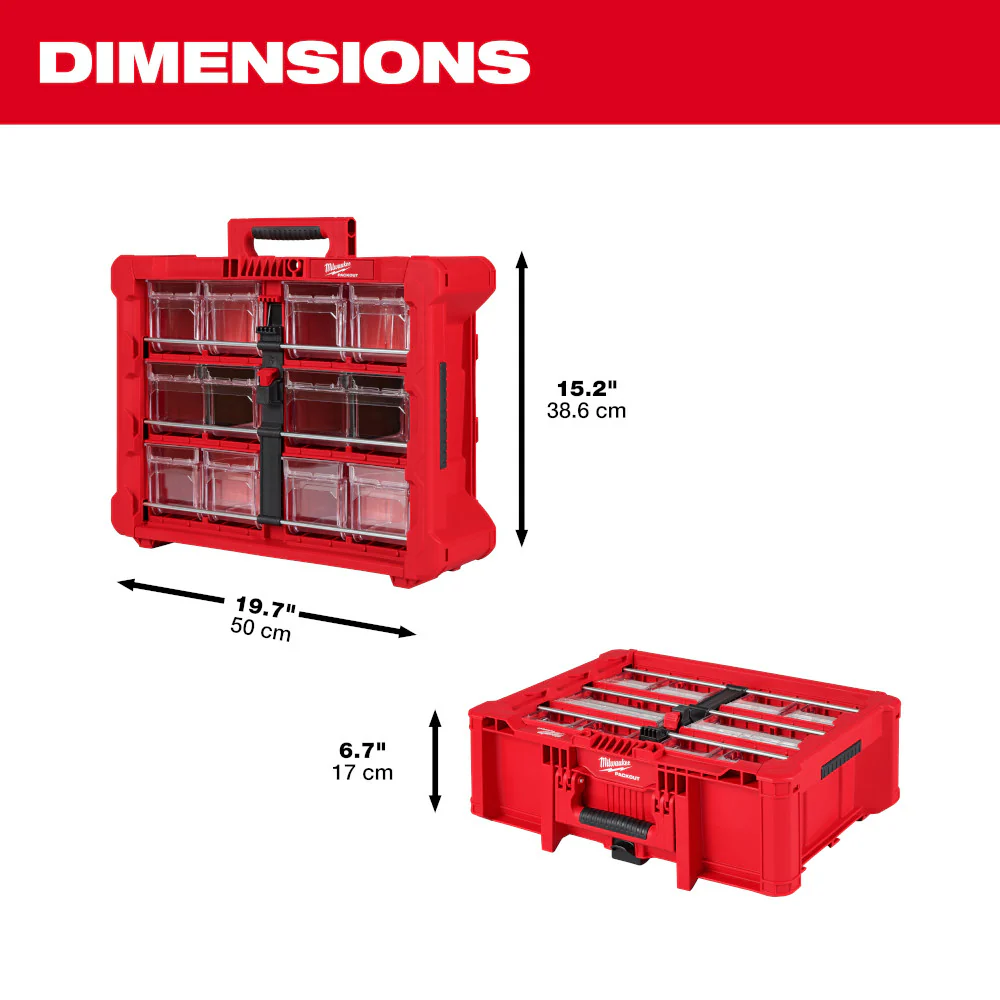 Milwaukee 48-22-8433 PACKOUT Tilt Bin Organizer w/ 10 Quick-Access Bins