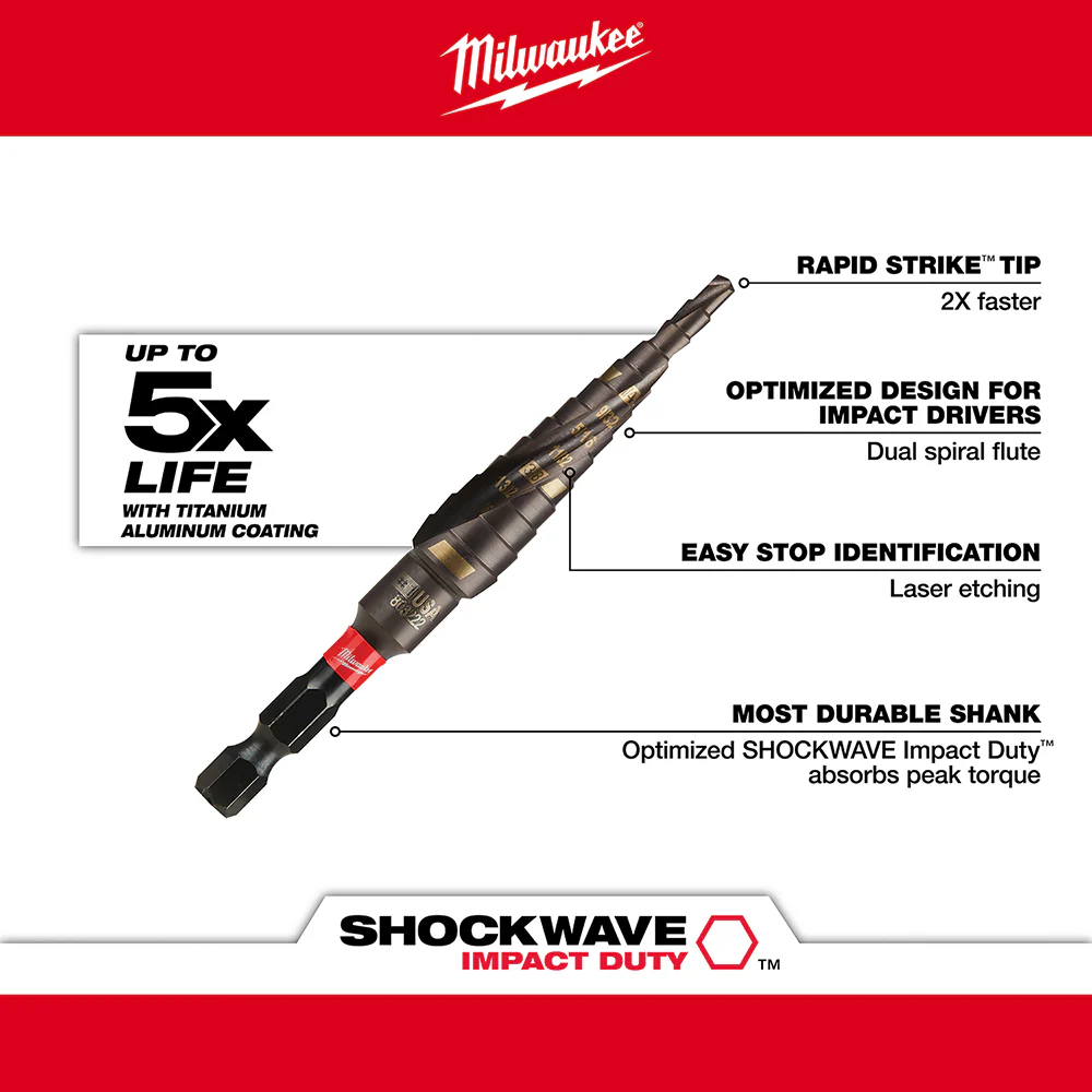 Milwaukee 48-89-9241 1/8 - 1/2 SHOCKWAVE Impact Duty Step Bit