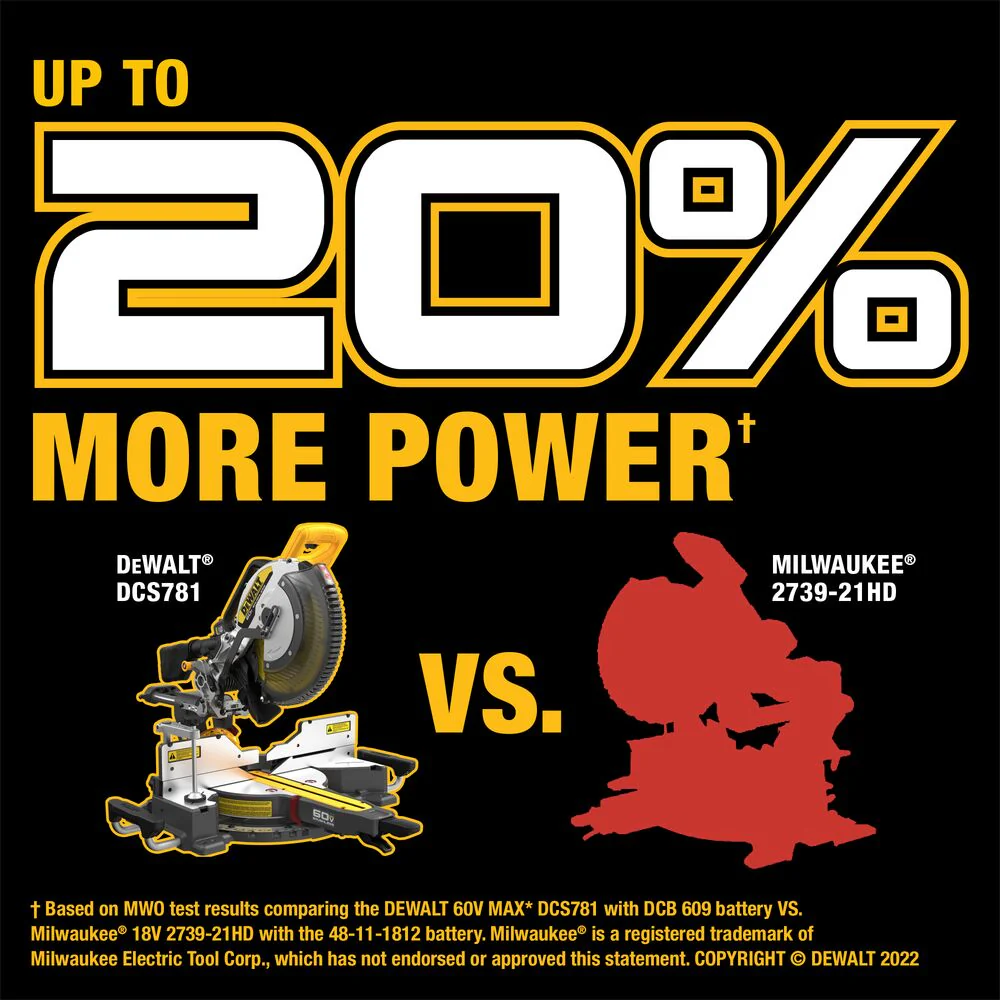DeWALT DCS781X1 60V 12 MAX Brushless Li-Ion Double Bevel Sliding Miter Saw