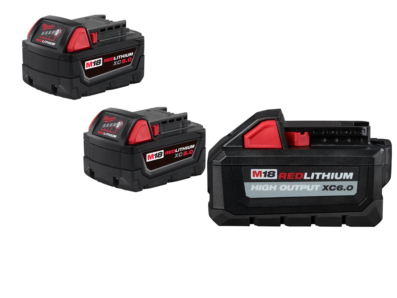Milwaukee 48-11-1865x6 M18 6AH Battery w/ 2 - 5AH Lithium Ion Battery Pack
