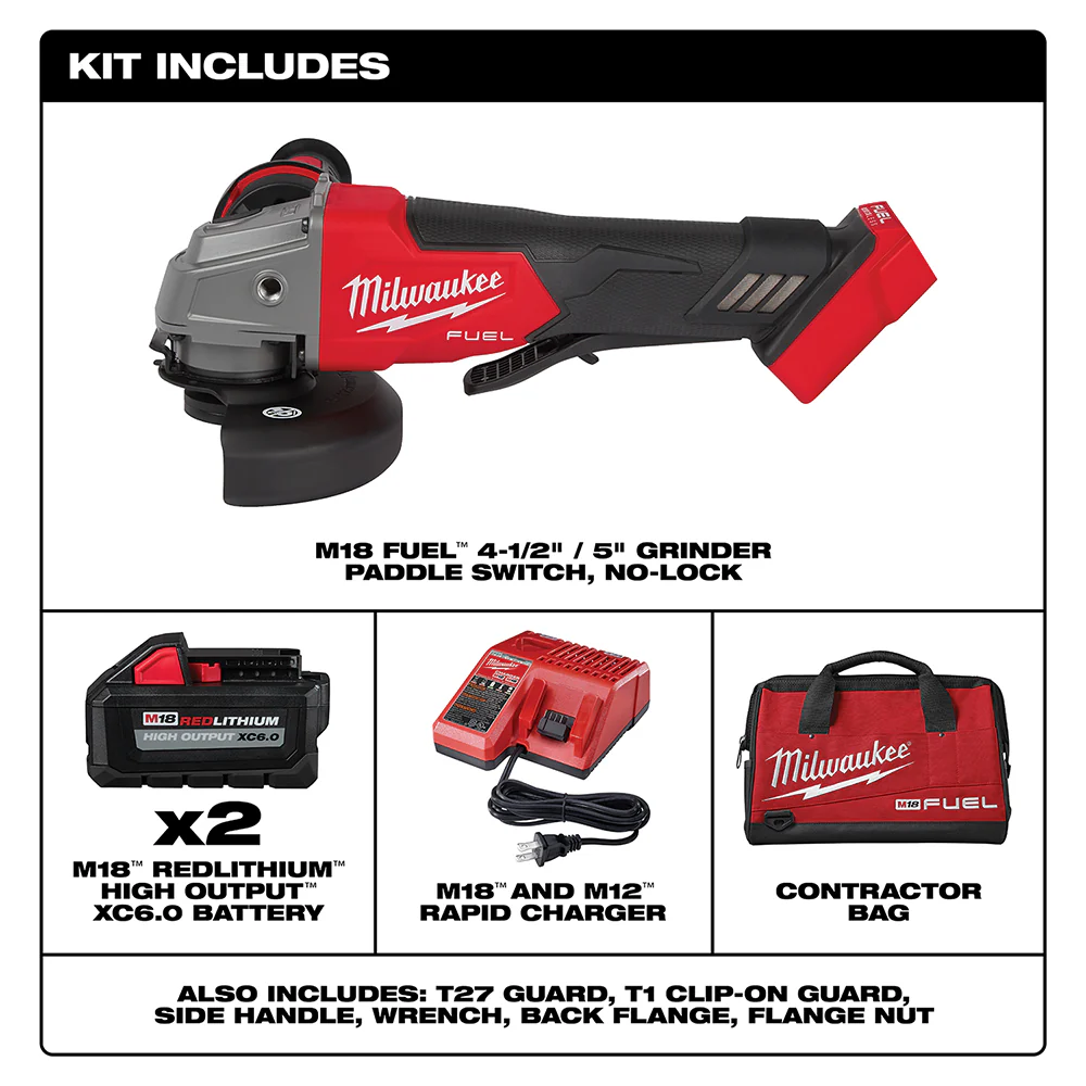 Milwaukee 2880-22 M18 FUEL 18V 4-1/2 / 5 Grinder Paddle Switch No-Lock Kit