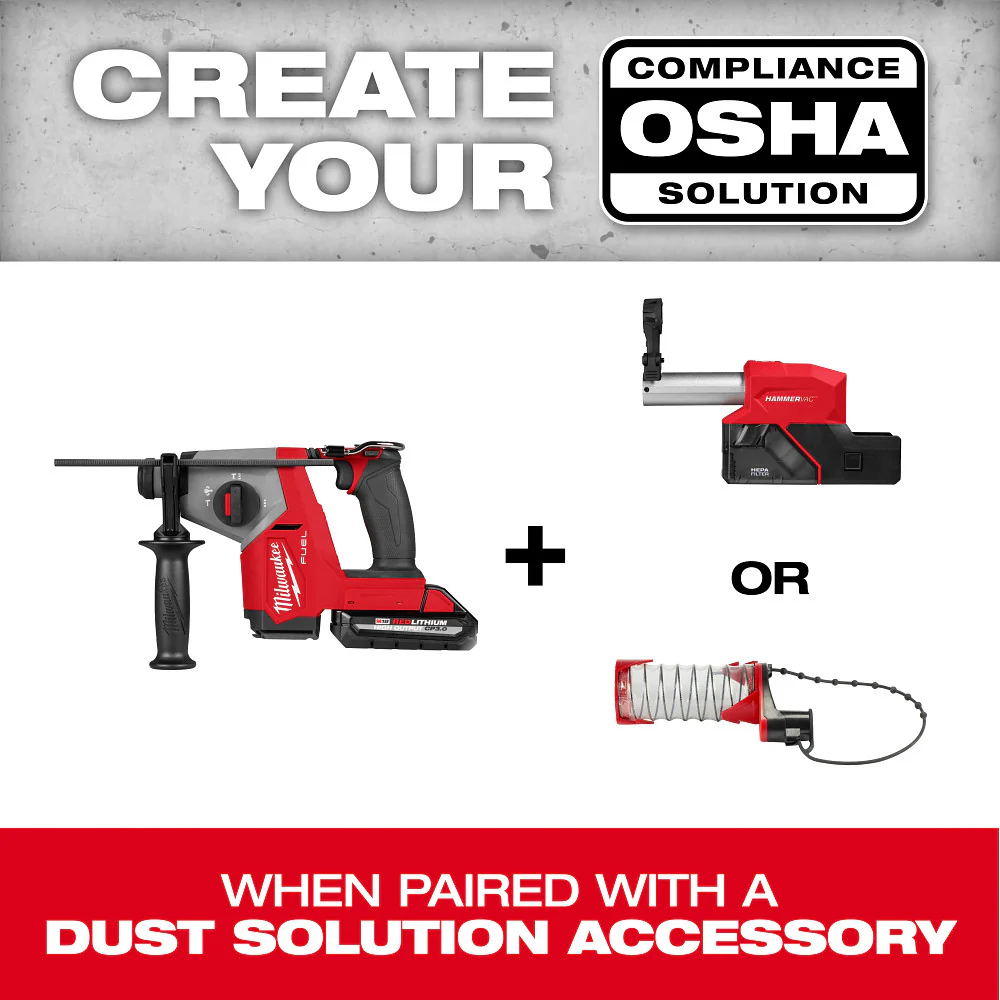 Milwaukee 2908-22DE M18 FUEL 5/8 SDS Plus Rotary Hammer w/ Dust Extractor Kit