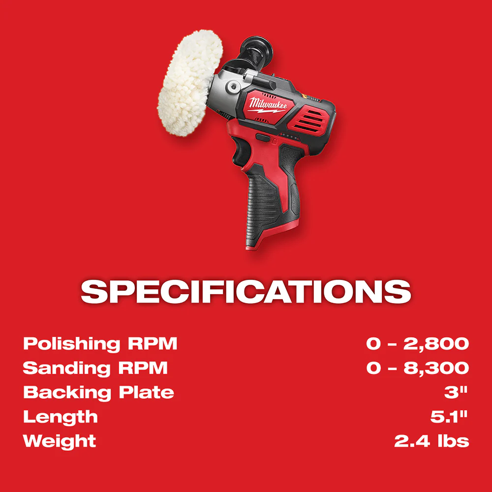 Milwaukee 2438-20 M12 12V Variable Speed Polisher/Sander - Bare Tool