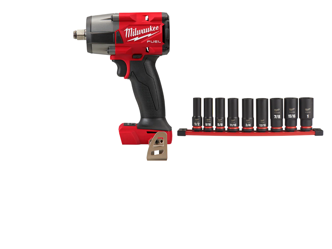 Milwaukee 2962-20SAE M18 FUEL 18V 1/2 Mid-Torque Impact Wrench w/ Sockets