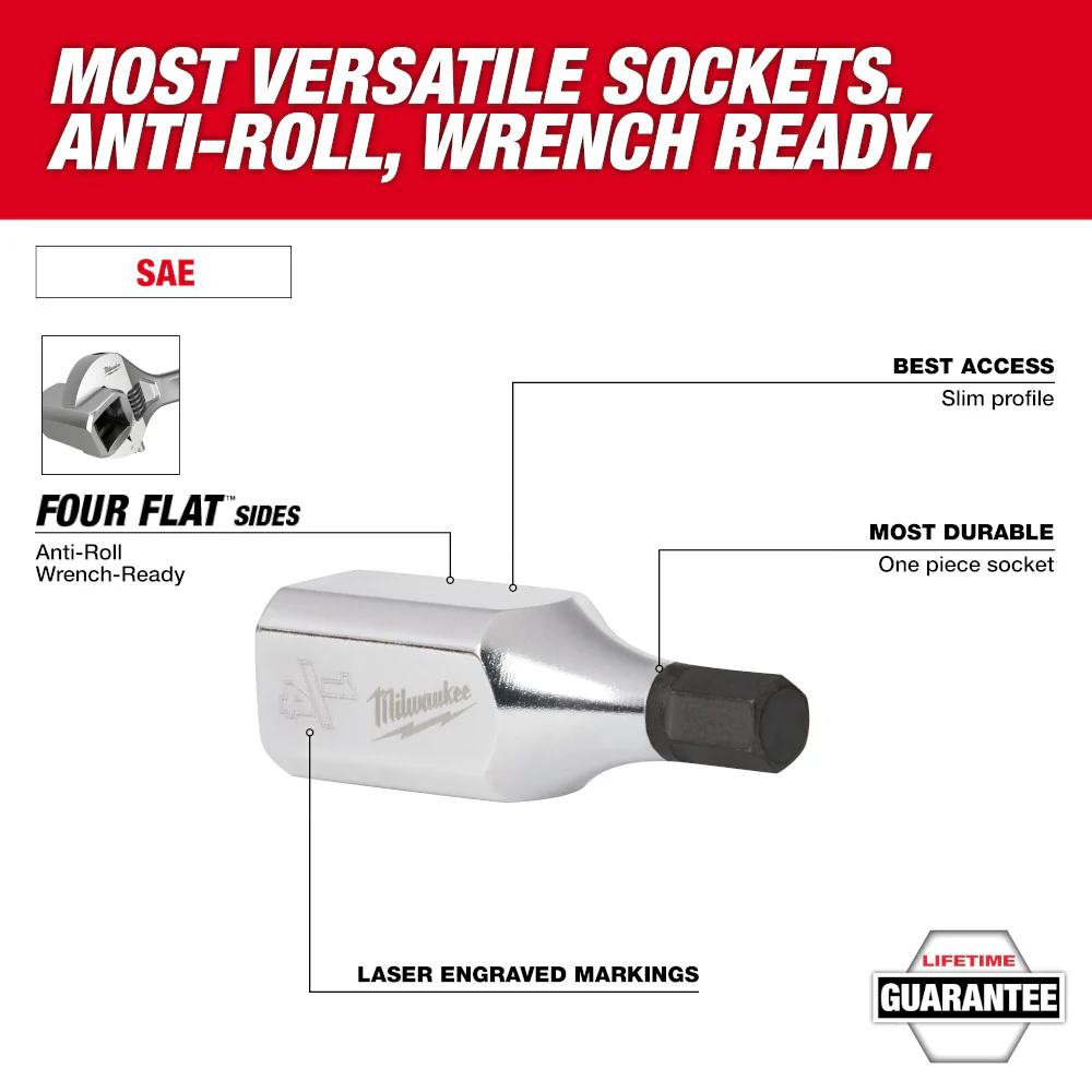 Milwaukee 48-22-9542 3/8 Drive Hex Bit Socket Set - SAE - 8 PC