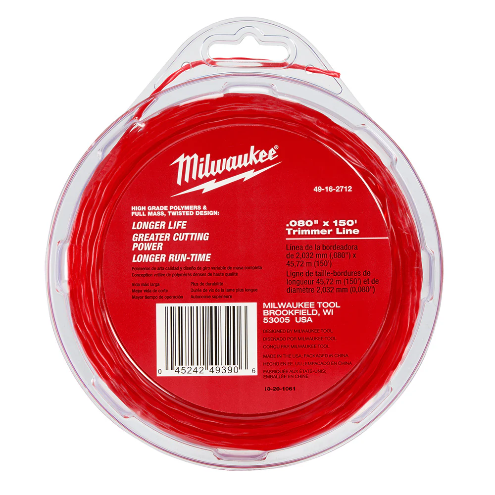 Milwaukee 49-16-2712 .080-Inch x 150-Foot Twisted Polymer Trimmer Line
