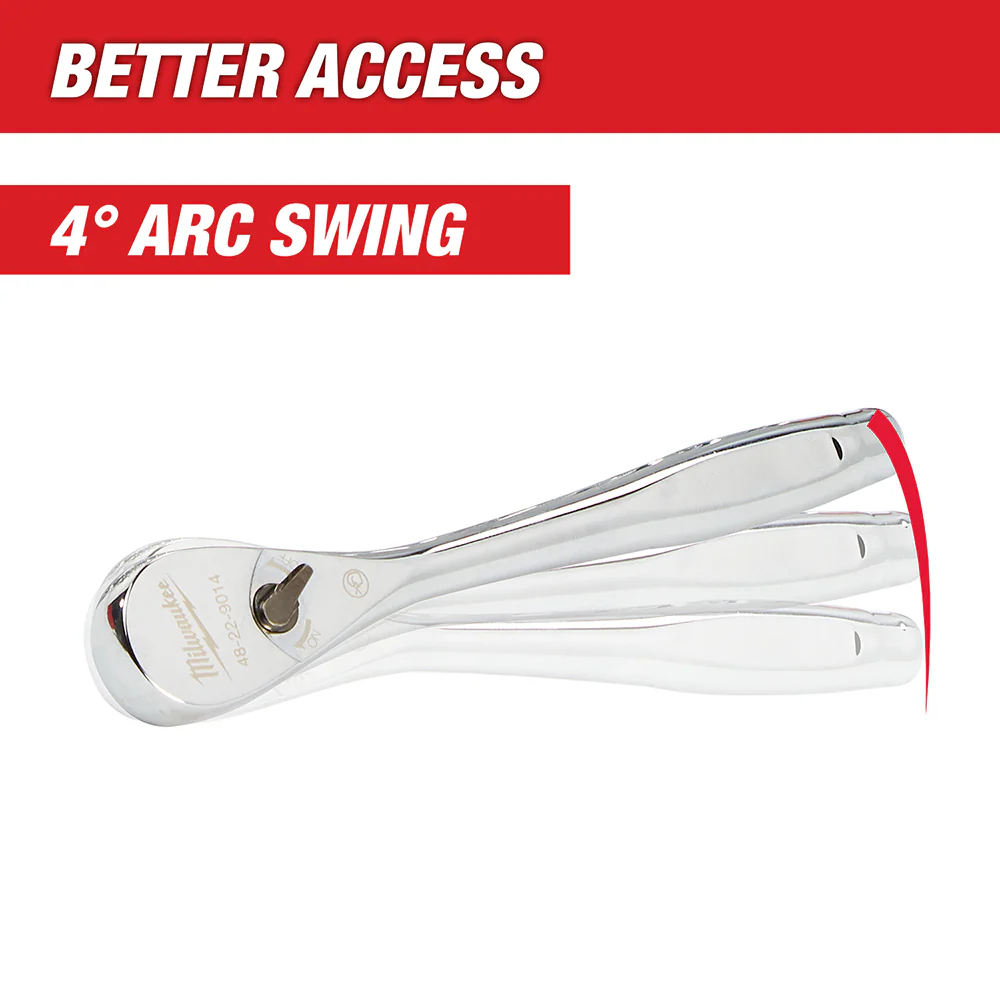 Milwaukee 48-22-9037 3/8 Drive 12 Ratchet Chrome Plated w/ Extended Handle