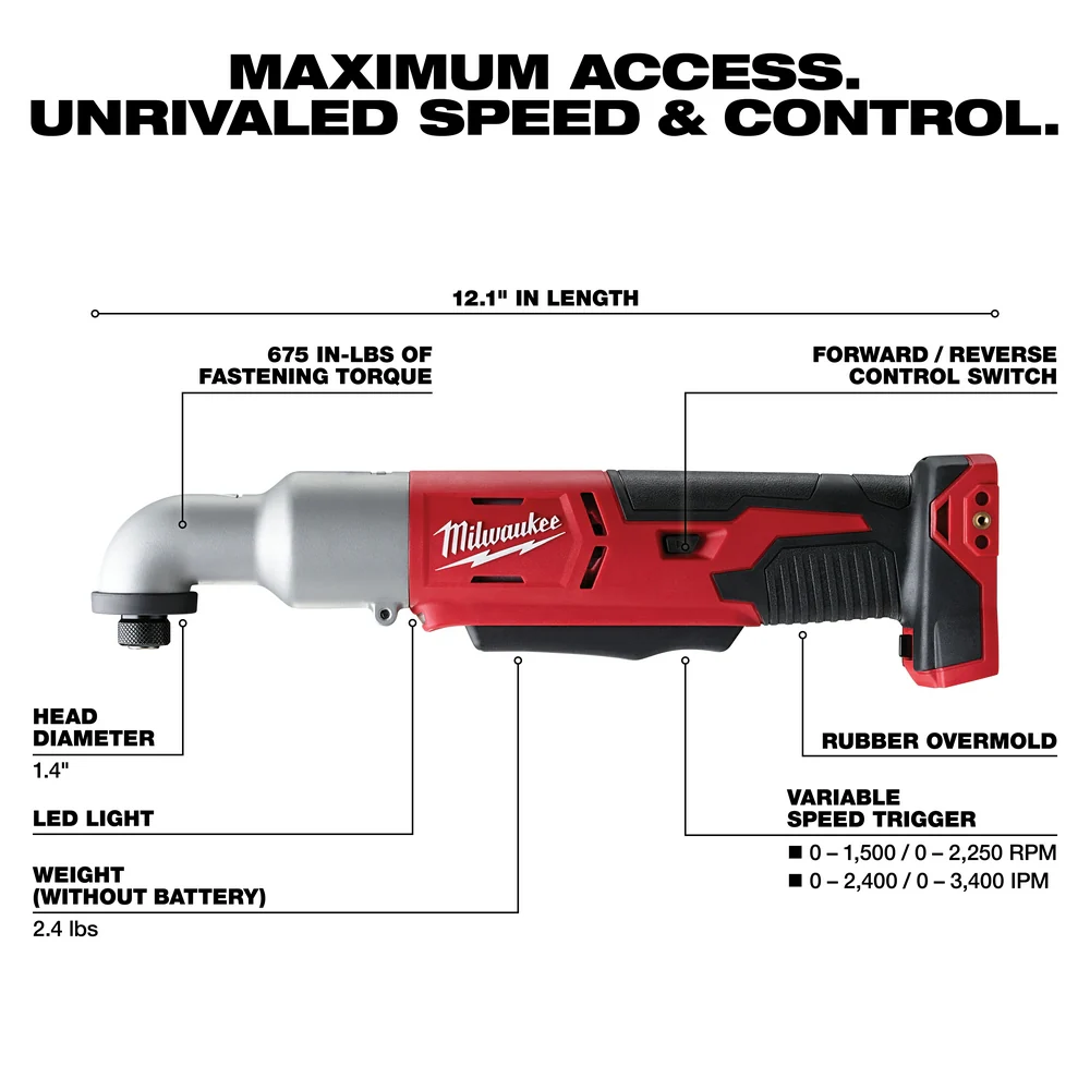 Milwaukee 2667-20 M18 18V 1/4-Inch Right Angle Impact Driver - Bare Tool