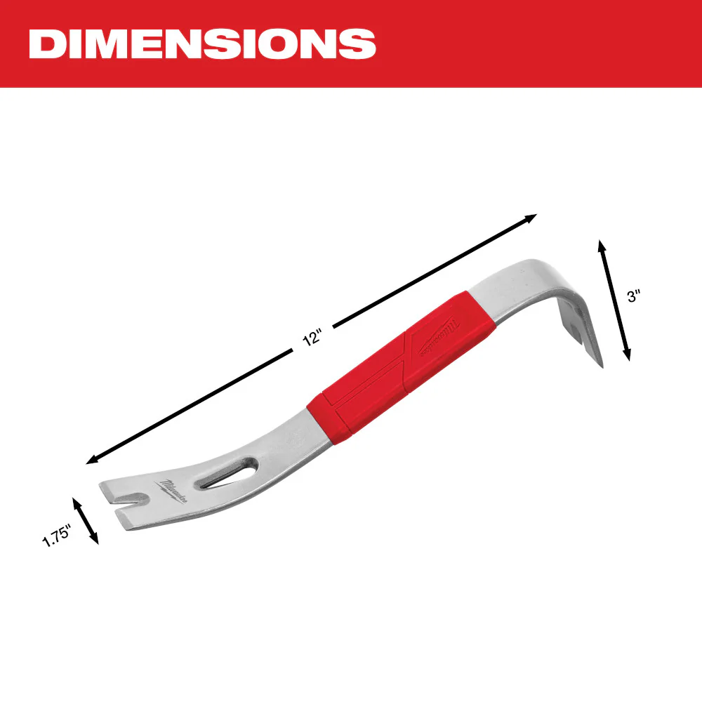 Milwaukee 48-22-9034 12 Heavy Duty Pry Bar w/ SHOCKSHIELD Grip
