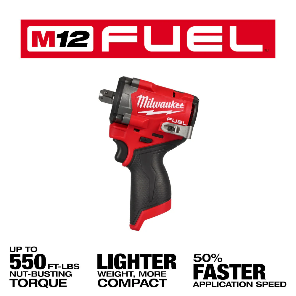 Milwaukee 2563P-20 M12 FUEL 12V 1/2 Impact Wrench w/ Pin Detent - Bare Tool
