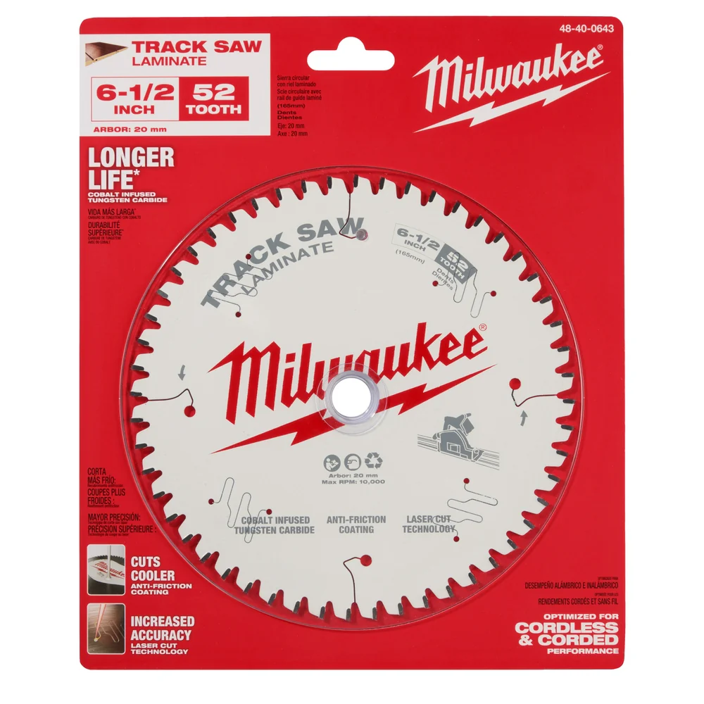 Milwaukee 48-40-0643 6-1/2 52T Anti Friction Laminate Track Saw Blade