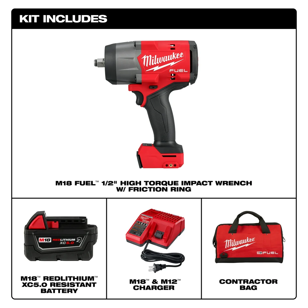 Milwaukee 2967-21B M18 FUEL 18V 1/2 High Torque Impact Wrench Kit