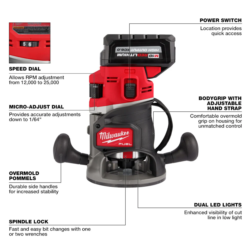 Milwaukee 2838-21 M18 FUEL 18V 1/2 Cordless Lithium-Ion Router Kit