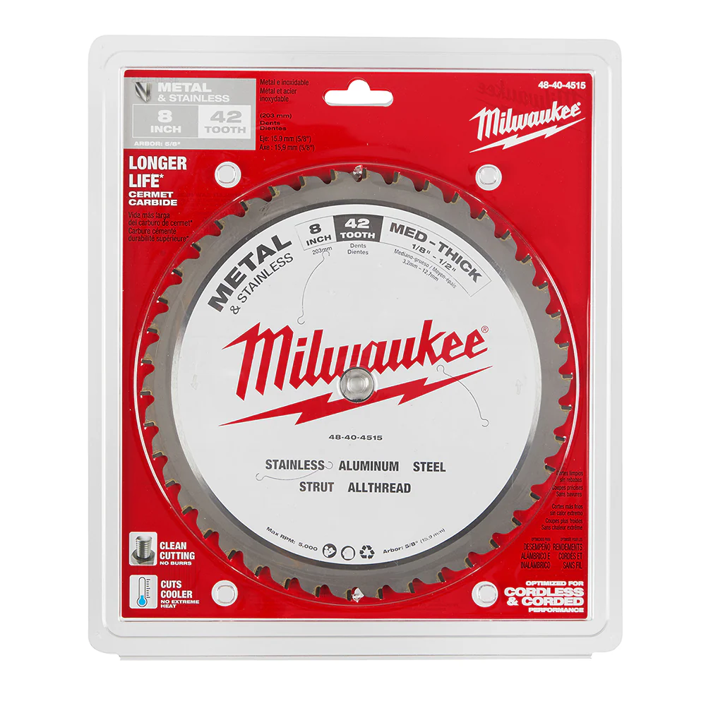 Milwaukee 48-40-4515 8-Inch 42-TPI Durable Metal Cutting Circular Saw Blade