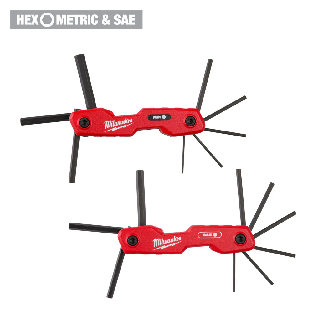Milwaukee 48-22-2183 17 Key Folding Hex Key SAE/Metric Sets -  2PC