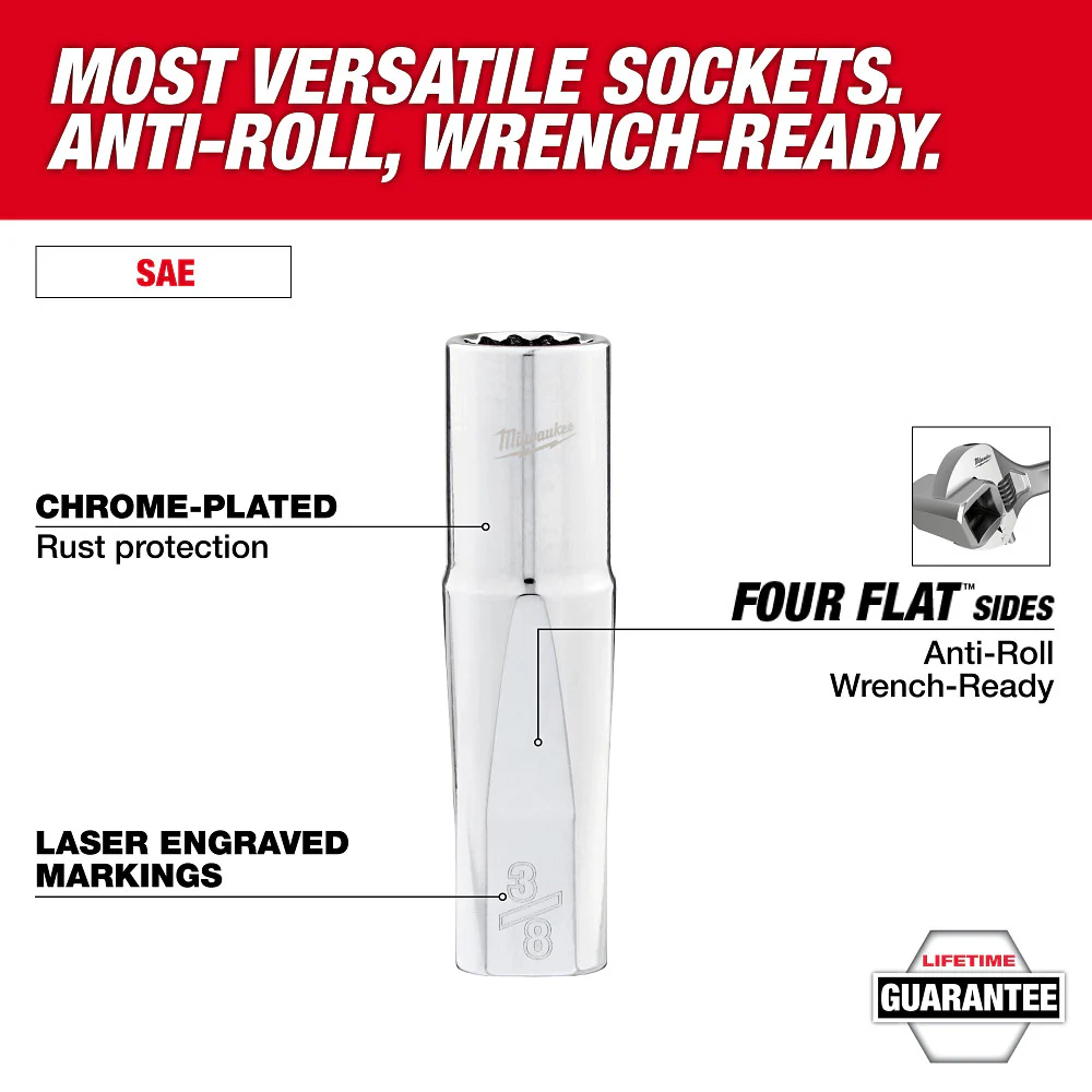 Milwaukee 48-22-9424 1/2 Drive 12-Point Deep Well SAE Socket Set - 13 PC