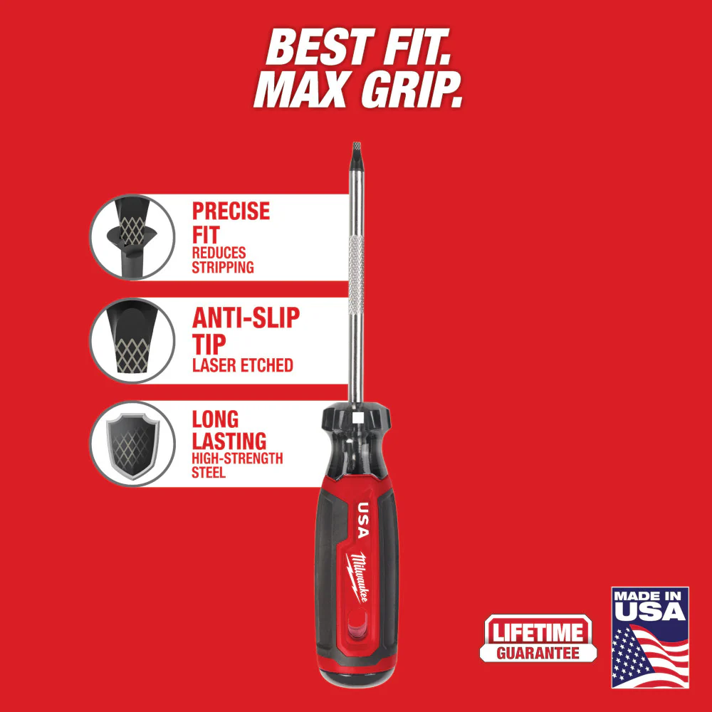 Milwaukee MT218 #2 Square 4 Cushion Grip Screwdriver - Made In USA