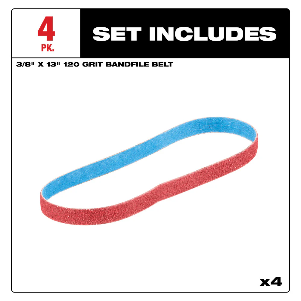 Milwaukee 48-80-7120 3/8 x 13 120 Grit Bandfile Belts - 4 PK