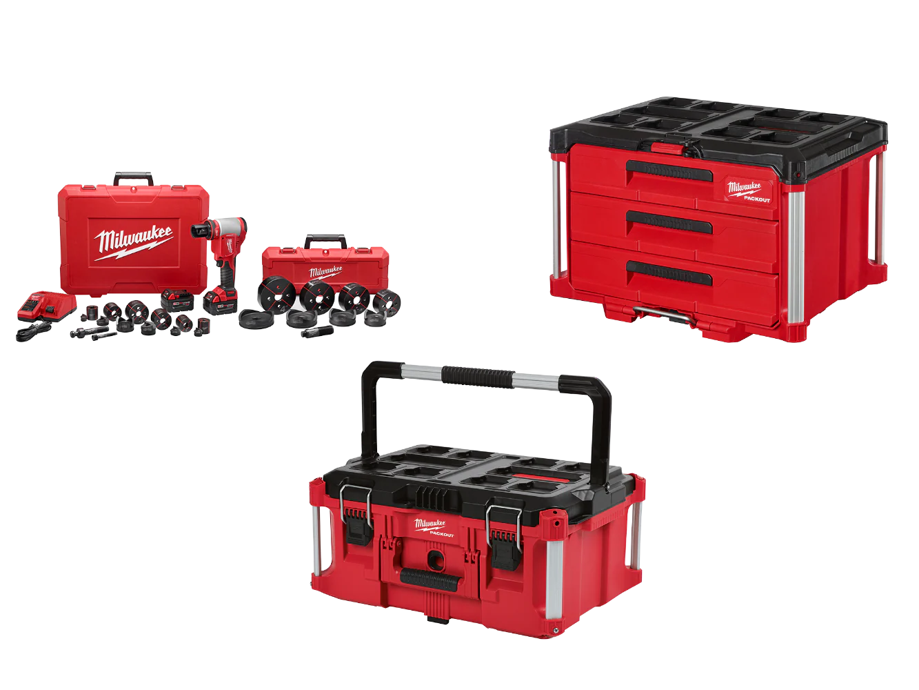 Milwaukee 2676-23PO M18 FORCE LOGIC 18V 10T Knockout Tool 1/2-4 Kit w/ Packout