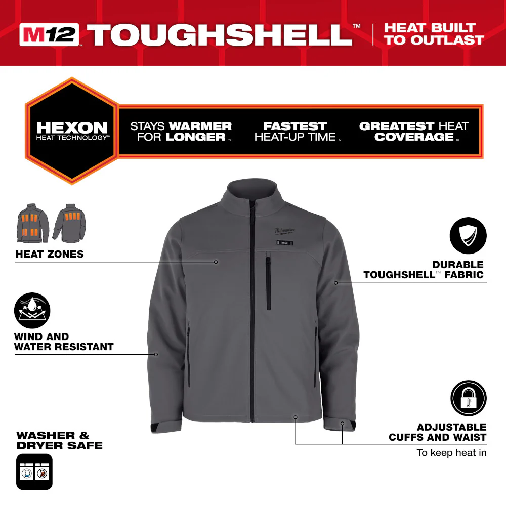 Milwaukee M100G-21L M12 12V Durable Li-Ion Heated TOUGHSHELL Jacket