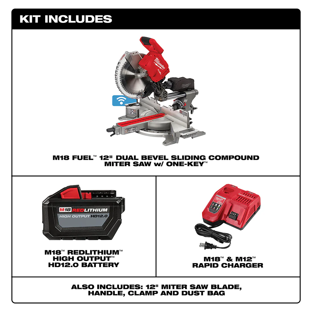 Milwaukee 2739-21HD M18 FUEL 18V 12 Dual Bevel Sliding Compound Miter Saw Kit