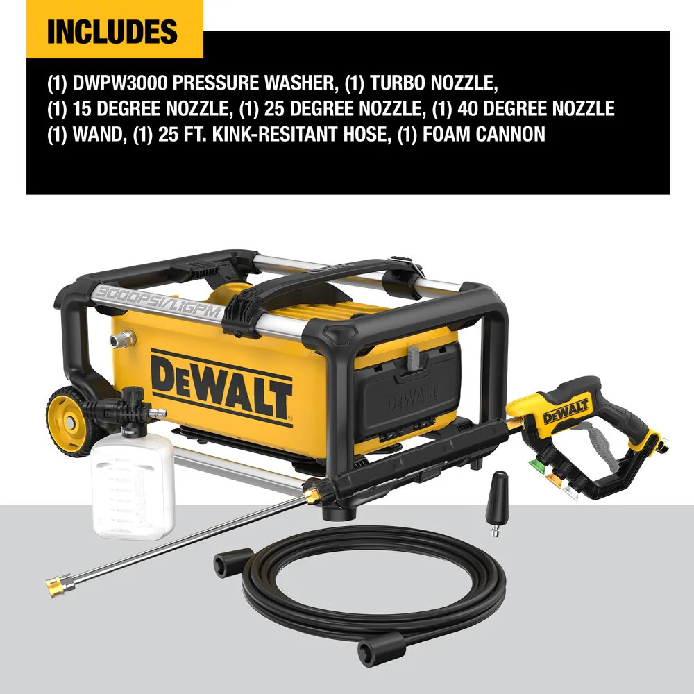 DeWALT DWPW3000 3000 MAX PSI 1.1 GPM 15 AMP Brushless Jobsite Pressure Washer