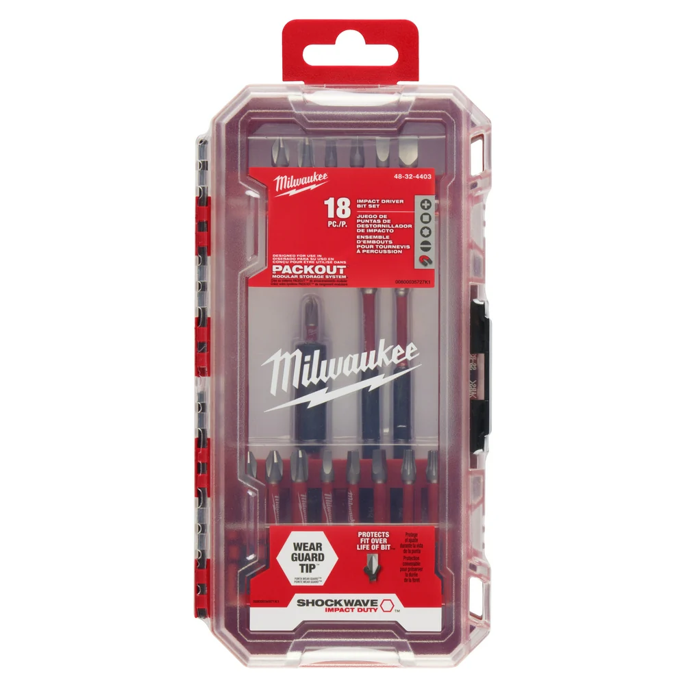 Milwaukee 48-32-4403 Optimized Shockzone Steel Impact Driver Bit Set - 18pc