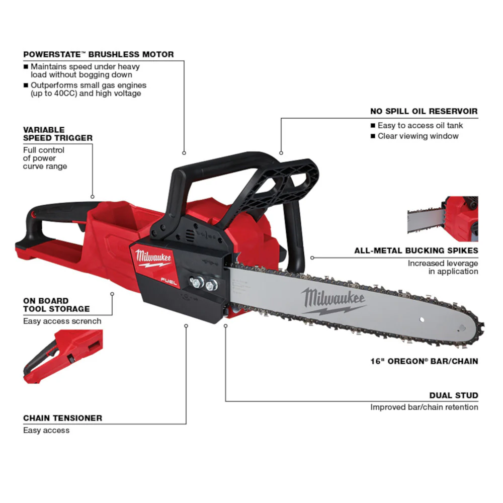 Milwaukee 2727-20x6 M18 FUEL 18V 16 Cordless Li-Ion Chainsaw w/ 6AH Battery