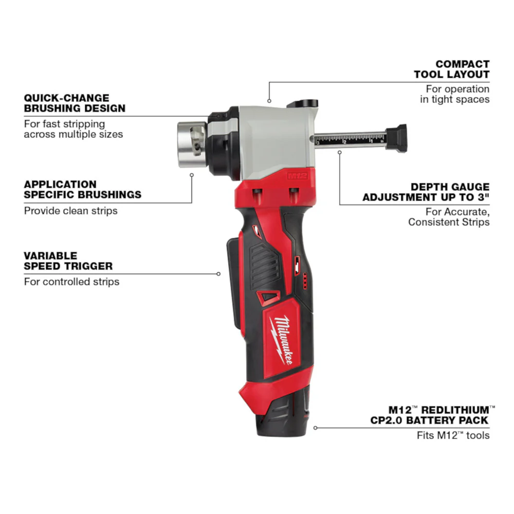 Milwaukee 2435CU-81 M12 12V Cable Stripper Kit for Copper Thhn/Xhhw - Recon