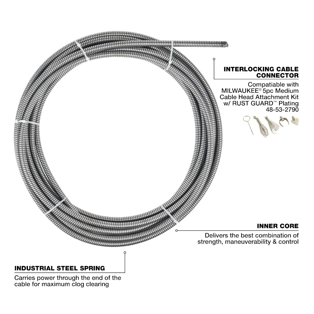 Milwaukee 48-53-2777 3/8 x 100' Durable Inner Core Cable