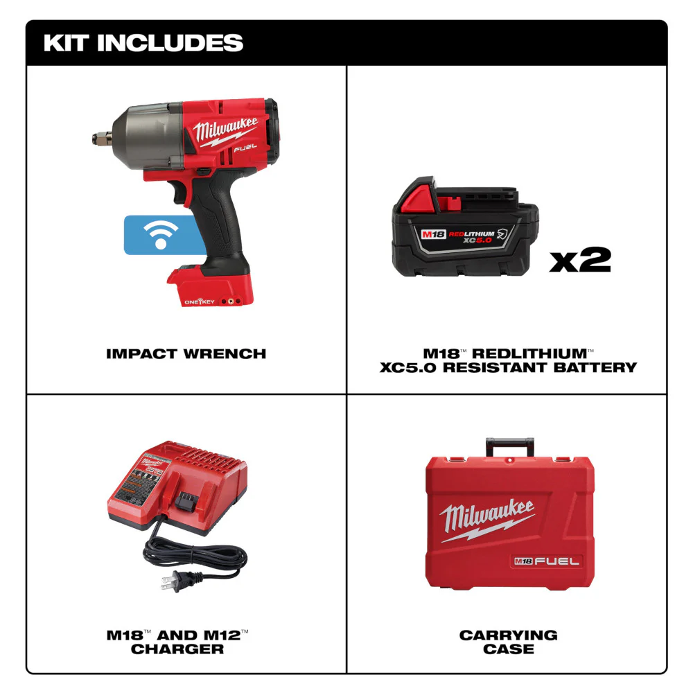 Milwaukee 2863-22R M18 FUEL 18V ONE-KEY 1/2 Impact Wrench Friction Ring Kit