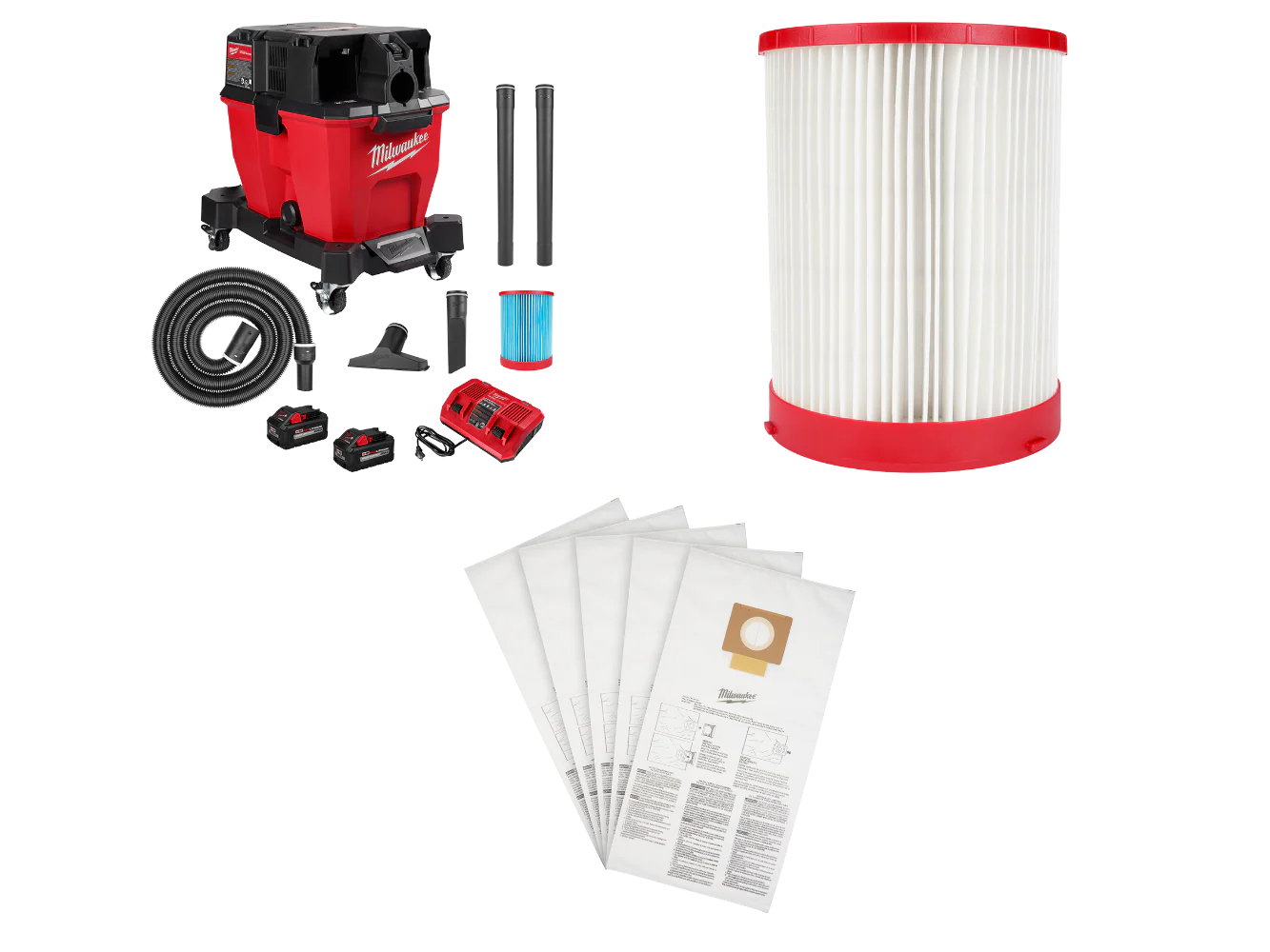 Milwaukee 0920-22HDB M18 FUEL 18V 9 Gallon Vacuum w/ HEPA Filter and Dust Bags