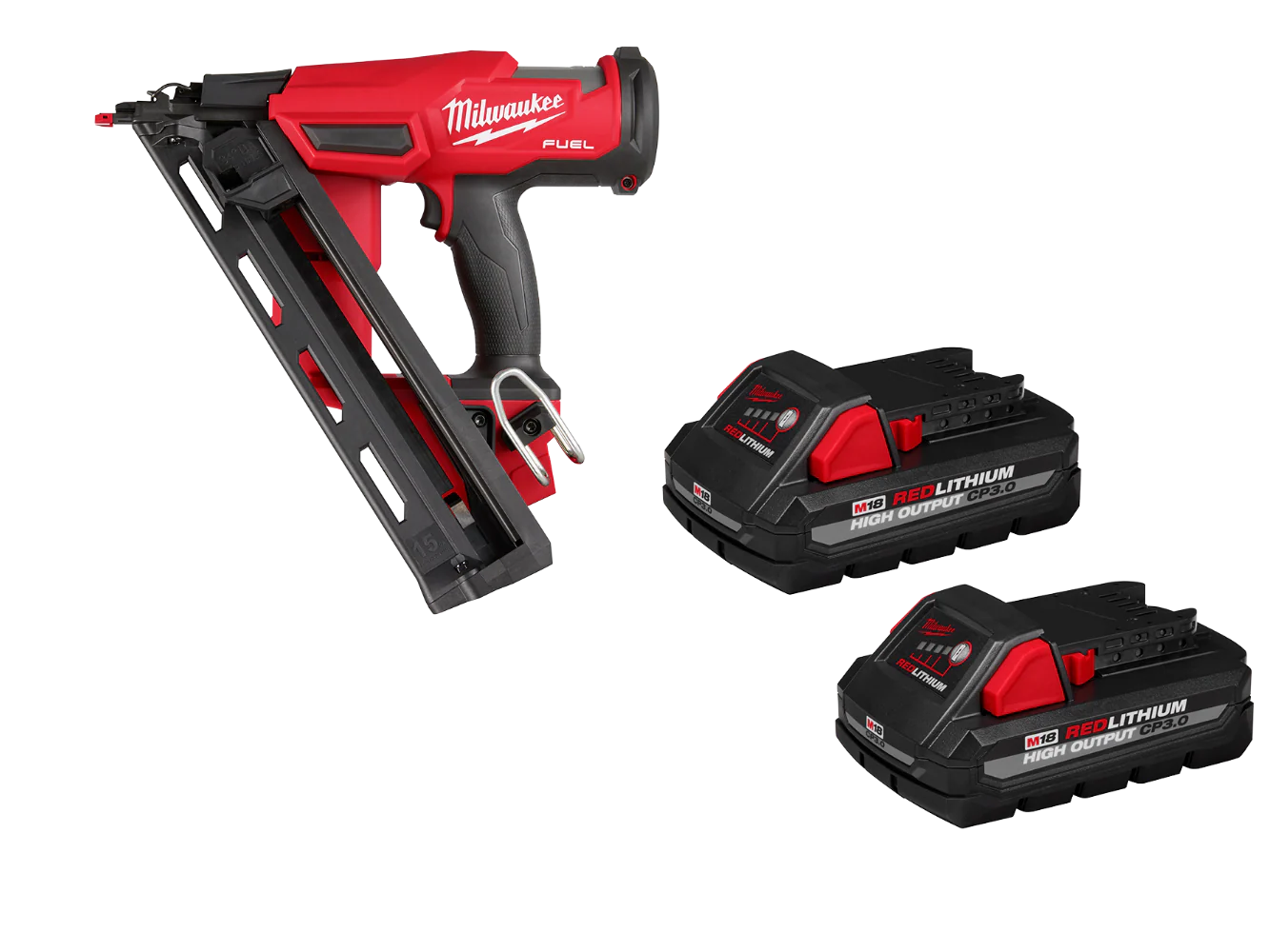Milwaukee 2839-20x3 M18 FUEL 18V 15 Gauge Finish Nailer w/ 2 - 3AH Batteries