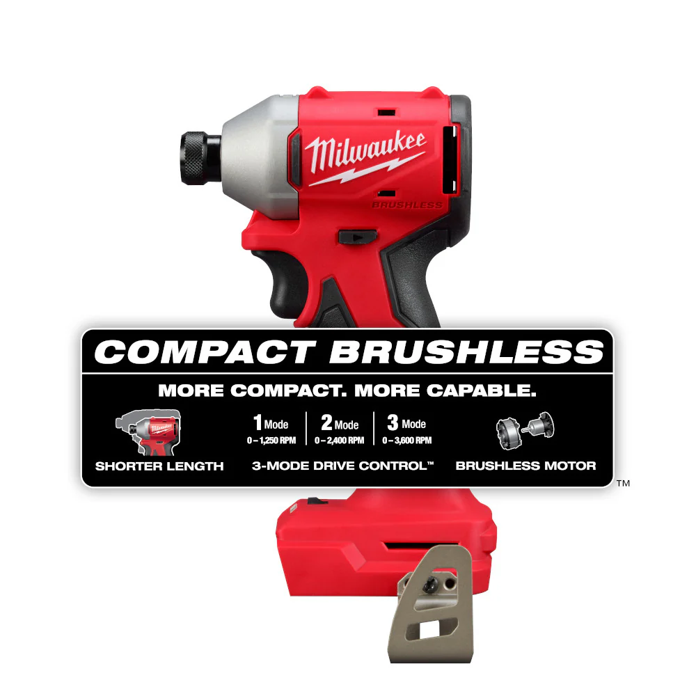 Milwaukee 3651-20 M18 18V 1/4 Compact Hex 3-Speed Impact Driver - Bare Tool
