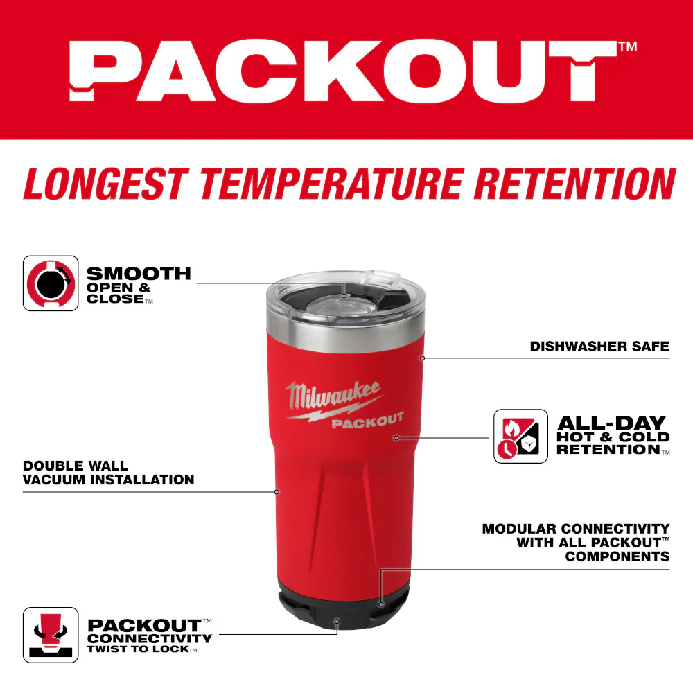 Milwaukee 48-22-8392R PACKOUT 20 OZ Durable Twist Lock Tumbler