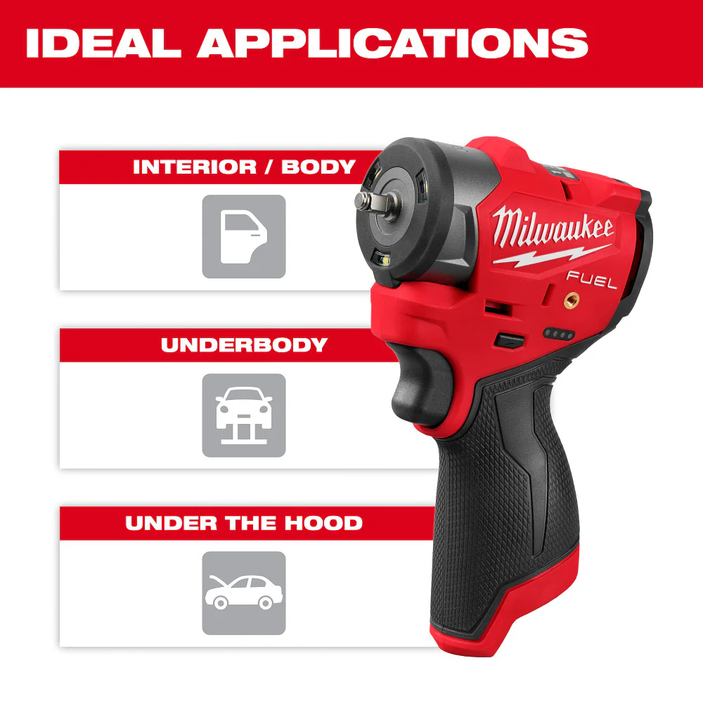 Milwaukee 3048-20 M12 FUEL 12V 1/4 Sub Compact Impact Wrench - Bare Tool