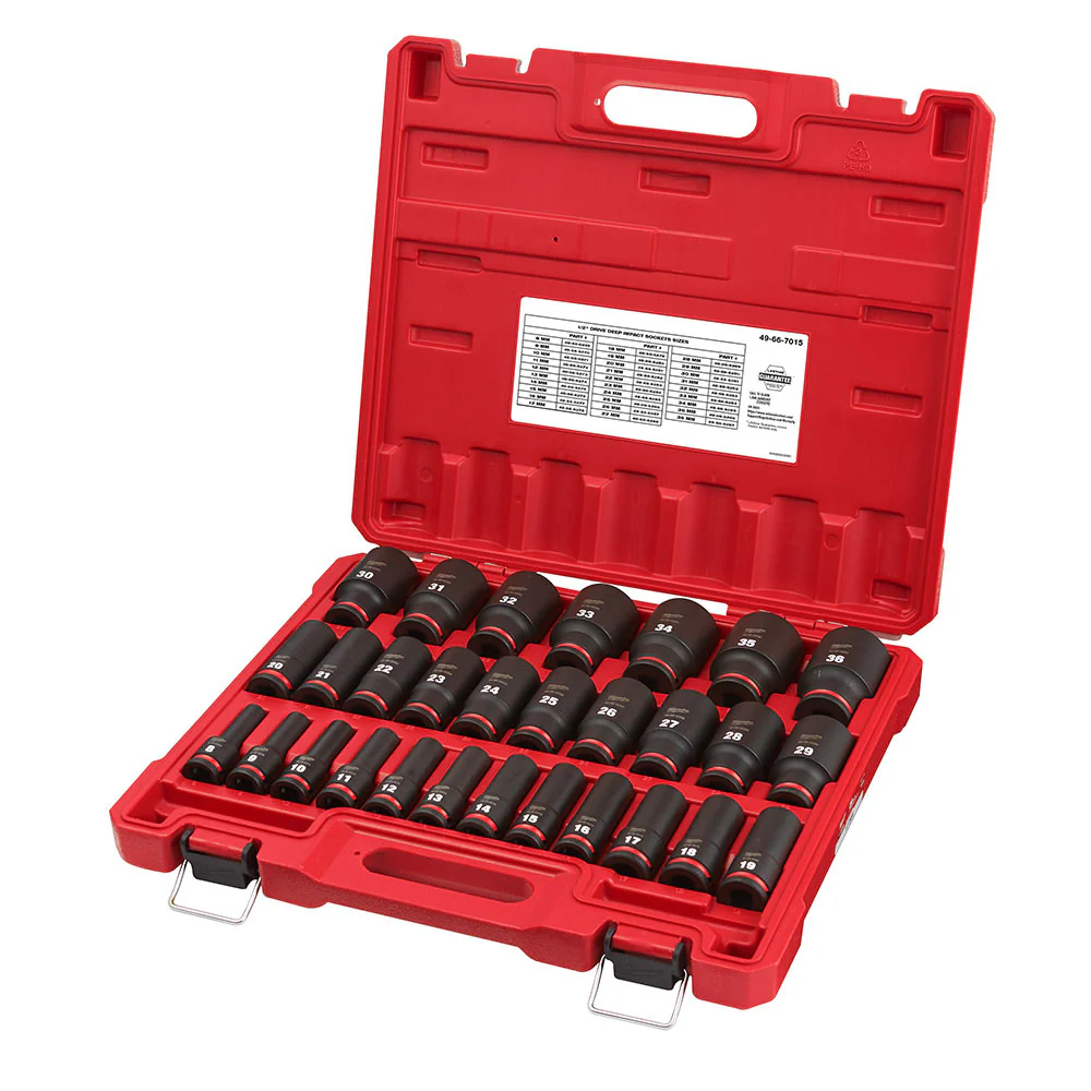 Milwaukee 49-66-7015 SHOCKWAVE 1/2 Drive Metric 6 Point Impact Socket Set -29PC