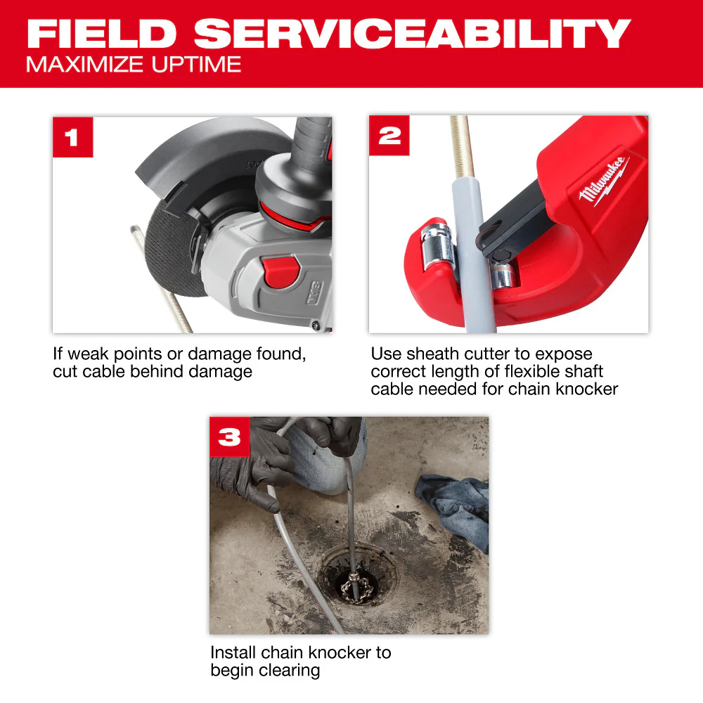 Milwaukee 2519-21 M12 FUEL 12V High Speed Chain Snake for 1-1/4-2 Pipes