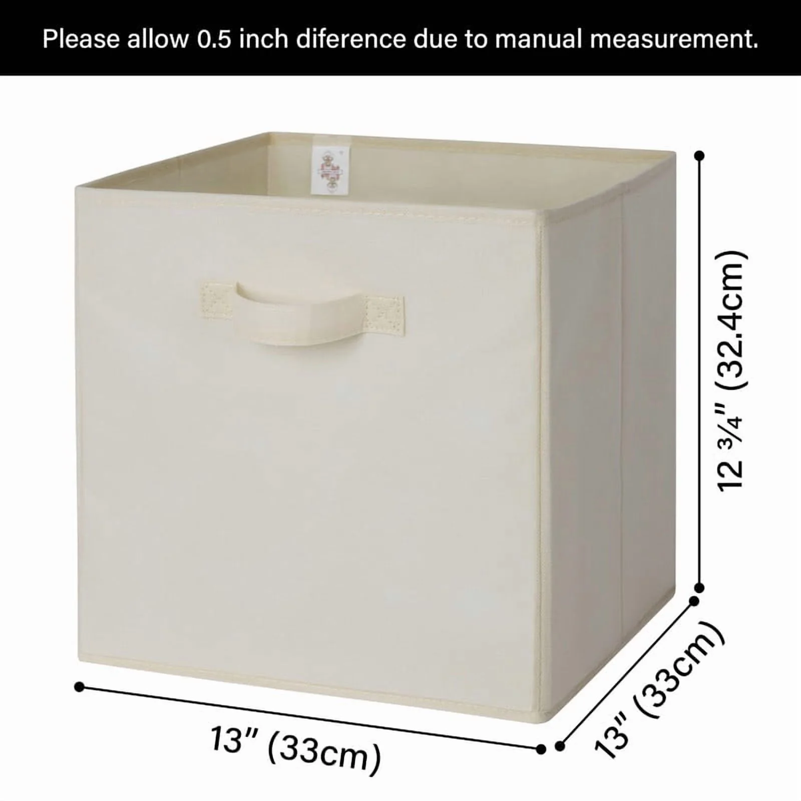 13 Inch Fabric Storage Cubes - Sturdy Collapsible Storage Bins & Handle，Storage Organizer for Organizing, Beige Storage Baskets, 6-Pack