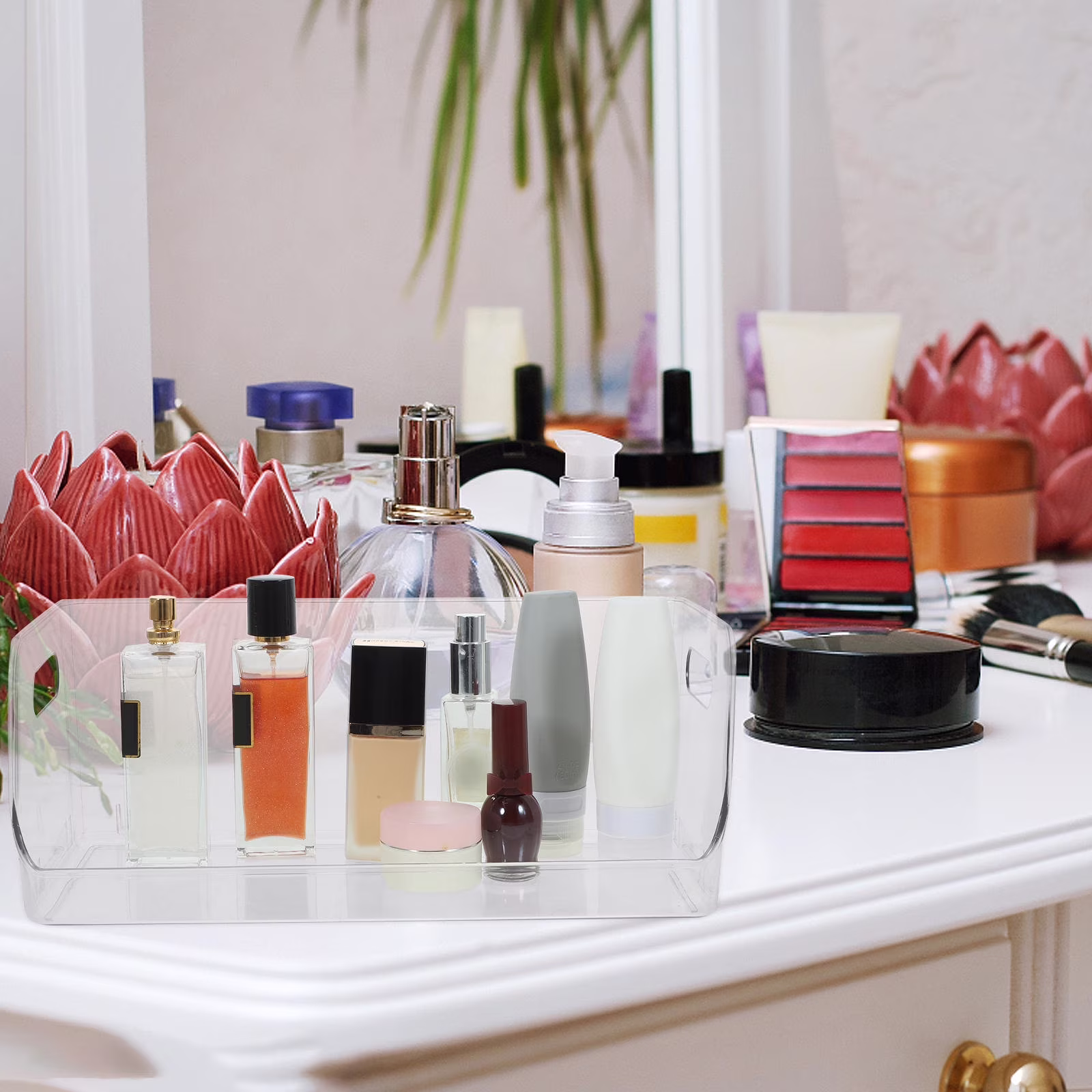 Snack Storage Box Shelf Clear Cosmetic Bin Organization Shelving