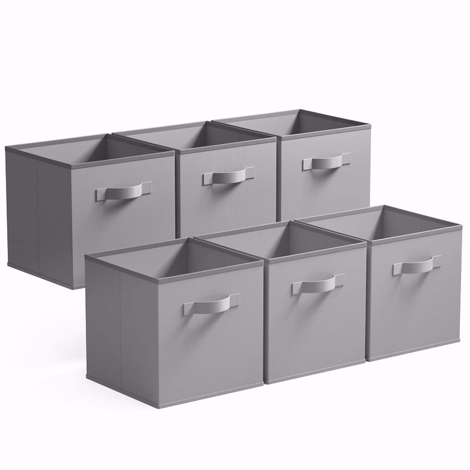 11 Inch Foldable Fabric Baskets for Organizing,6 Pack Grey Cloth Storage Bins with Handle for Home, Bedroom