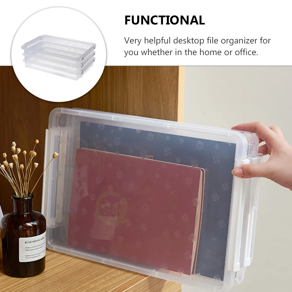 2pcs Multilayers Transparent Storage Box Clear Plastic Document Paper Filling Case