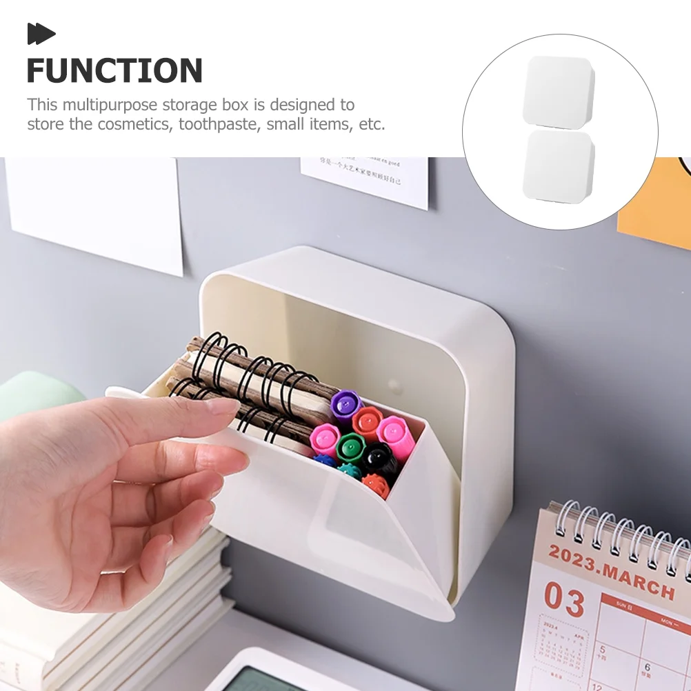 2 Pcs Wall-mounted Boxes Small Apartment Storage Box 14x5.5x14cm White